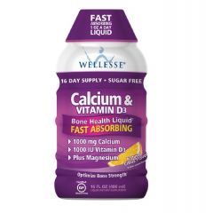 Wellesse Calcium & Vitamin D3 Natural Citrus Flavor Liquid Dietary Supplement - Nước uống bổ sung canxi, Vitamin D3 , 480 ml