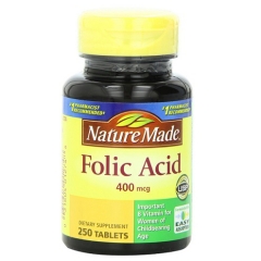 Nature Made Folic Acid 400mcg: Viên bổ sung axit Folic giúp quá trình chuyển hóa vật chất hiệu quả, 250 viên.