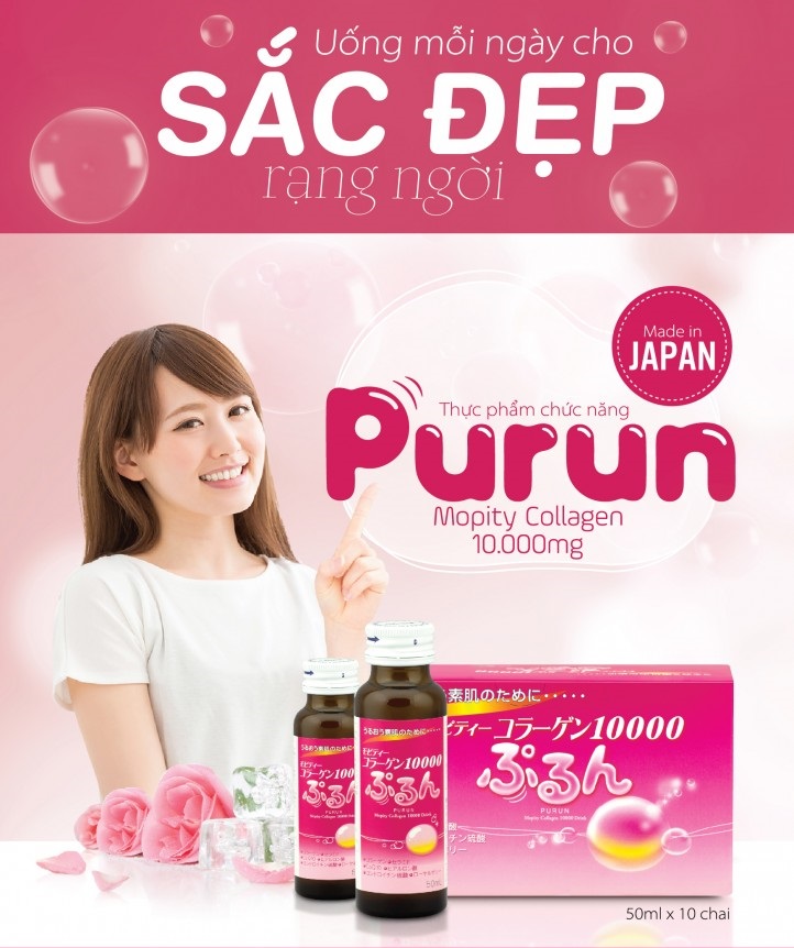 Purun Mopity Collagen 10.000mg - Collagen Nhật Bản trẻ hóa da, dưỡng da trắng sáng hộp 10 chai hình 1