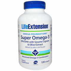 Viên uống bổ sung Omega 3 tinh khiết, hỗ trợ tim mạch và trí não Life Extension Super Omega 3 của Mỹ hộp 120 viên