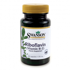 Viên uống bổ sung vitamin B2 hàm lượng 100mg Swanson Premium Vitamin B2 Riboflavin của Mỹ hộp 100 viên
