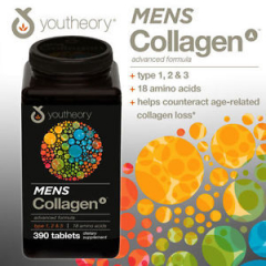 Youtheory Mens Collagen type 1 2 & 3 Mỹ: Viên uống làm sáng da, chống lão hóa, tăng cường thể lực và chắc xương hộp 390 viên
