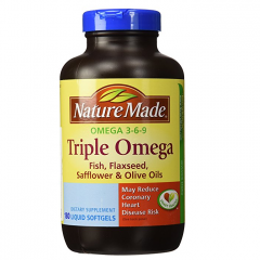 Nature Made Triple Omega, 180 viên - Mỹ: Viên uống bổ sung Omega, tốt cho tim mạch và trí não