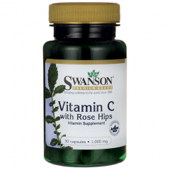 Swanson Premium Vitamin C with Rose Hips, 30 viên - Mỹ: Viên uống cung cấp vitamin C với chiết xuất cây tầm xuân cho da sáng khỏe