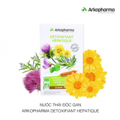 Arkopharma Detoxifiant Hepatique, 20 ống - Pháp: Nước uống thải độc, mát gan, tăng cường chức năng gan